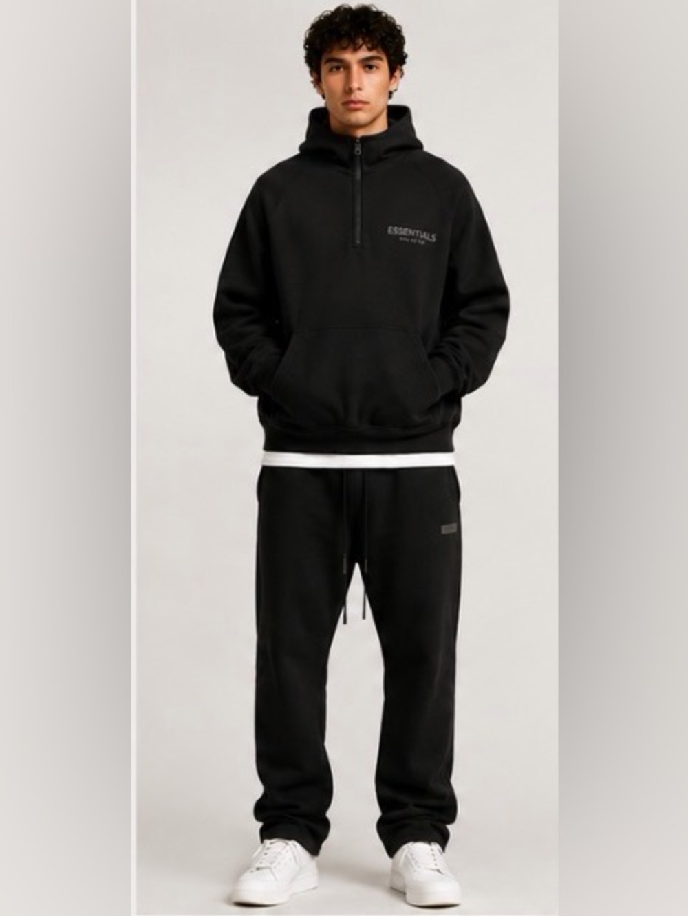 Fear of God ESSENTIALS Black 3D Logo Pullover Hoodie Size M Streetwear
